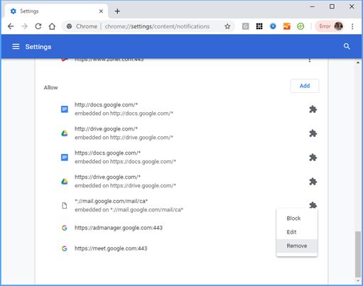 Disable browser notifications